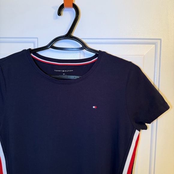 Tommy Hilfiger Black Mini Dress with Red and White Accents - Picture 2 of 7